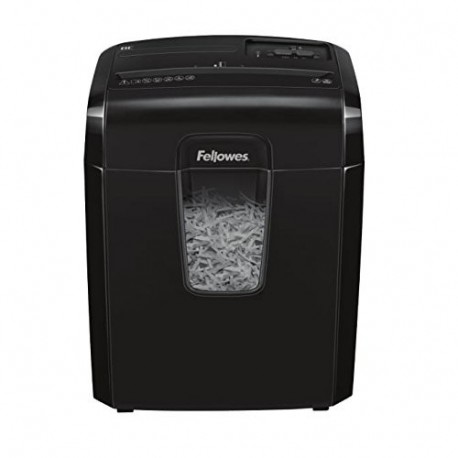 Fellowes 8Cd - Destructora trituradora de papel y Cds, corte en partículas, 8 hojas, negro