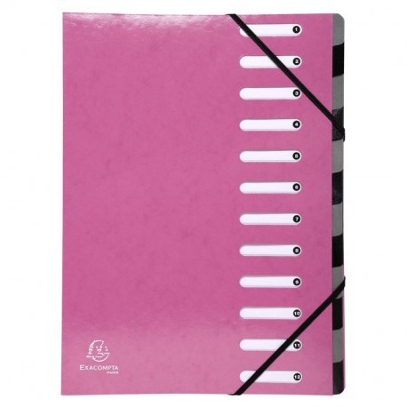Iderama Harmonika Multipart archivo, 24,5 x 32 cm, 12 secciones, 600 g/m², color rosa