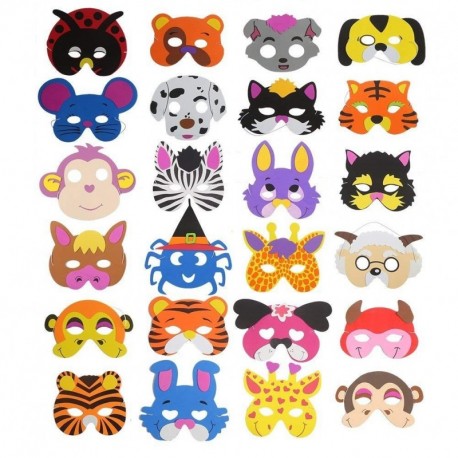 16 máscaras de espuma para niños de Ccinee, diseños variados de animales, para bolsas de regalo, 24 unidades