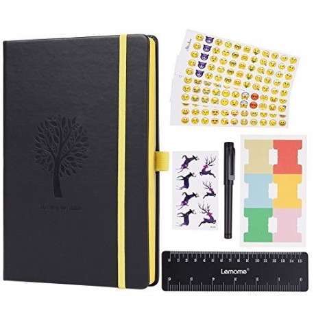 Dotted Bullet Journal/Dotted Notebook - Páginas Numeradas de Puntos Lemome Cuaderno de Tapa Dura A5 con Soporte Para Rotulado