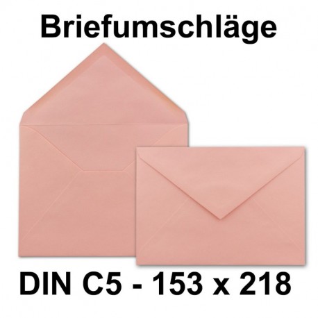 Enveloppes Rose – DIN C5 – Lot de 25–110 g/m² – 153 x 218 mm | nassklebung | Pointe Rabat | Idéal pour cartes de voeux, invit