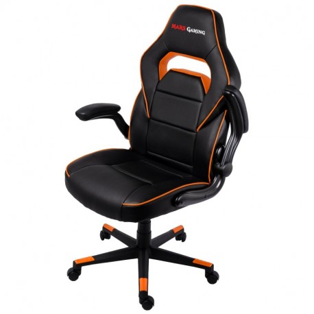 Mars Gaming MGC117 - Silla gaming, ajustable, reposabrazos abatibles, naranja