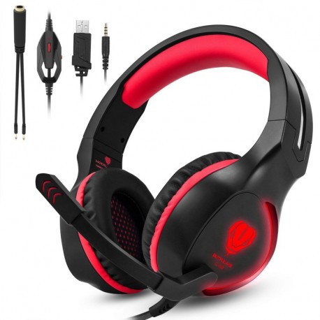 Zenoplige Auriculares Estéreo Cascos Gaming de Juegos y Música con micrófono para PS4, PC, Mac, Xbox One, iPad y MÓVIL, Luz L