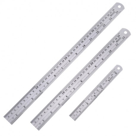 Regla metálica de acero inoxidable con tabla de conversión, 38,1 cm, 30,5 cm y 15,2 cm