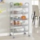 5-Shelf D25.8cm W44.5cm H103cm Armazón de almacenamiento en rack Estantería Trolley Gabinete Isla de cocina con ruedas de rue