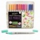 Mont Marte Set 24 Rotuladores Doble Punta Pincel y Extra Fina para Dibujar y Colorear – Brush Pens para Pintar Mandalas, Libr