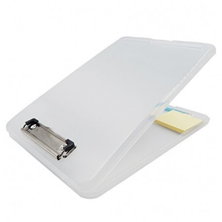 OFFIDIX Slim Clipboard Caja de Almacenamiento Blanco A4 de maderaPlástico Compacto Papel Portapapeles Plástico Transparente P