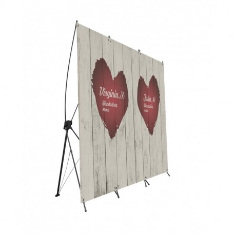 Photocall flexible 100% personalizado Amor talla XX con soporte X 160x200 | Expositor publicitario fabricado en lona alta cal