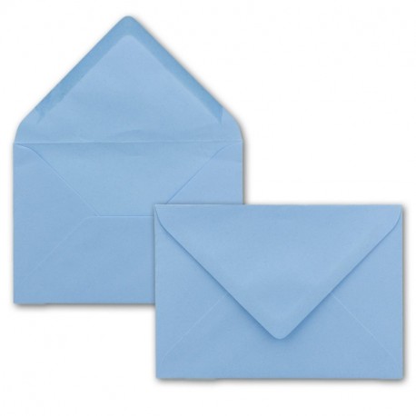 DIN C6 Enveloppes – Bleu clair – lot de 50–114 x 162 mm – 90 g/m² | Pointe Rabat, nassklebung | plein durchgefärbt |qualität 