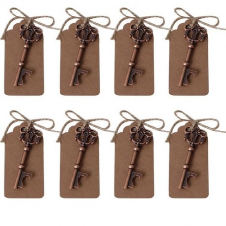 Abrebotellas AmaJOY con forma de llave con tarjeta e hilo de cobre, decoración rústica y recuerdos para boda, 40 unidades