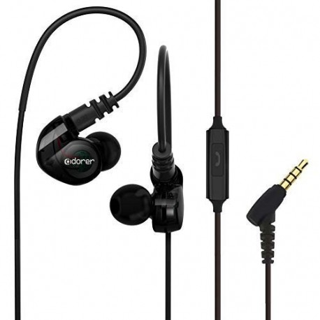 Adorer Auriculares deportivos con cable, RX6 Bajos Estéreo Auriculares con Micrófono, reducción de ruido para iPhone, Android