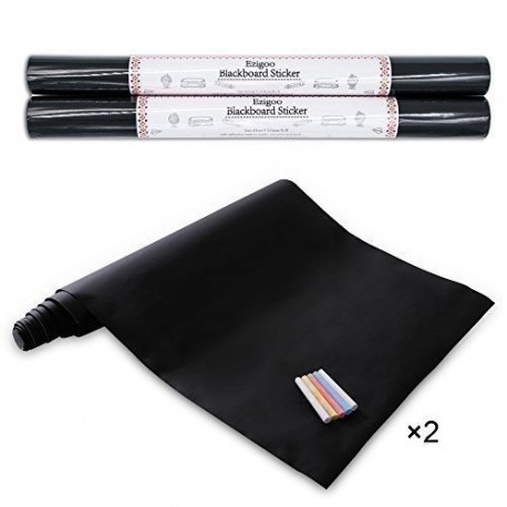 Vinilo Pizarra Negra- Pizarra Adhesiva de Papel Adherente - 43cm x 210cm x 2rodary 10 tizas - Ezigoo