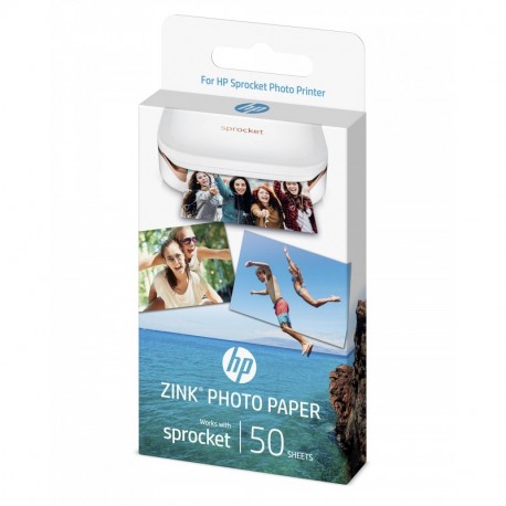 HP Sprocket ZINK - Papel fotográfico adhesivo 50 hojas, 5 x 7,6 cm/2 x 3 pulgadas, acabado satinado 