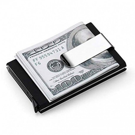 Xcellent Global Funda para Tarjeta de Visita Extraible Porta Tarjetas de Crédito con Clip para el Dinero con Bloqueo de Alumi