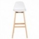 Woltu BH44ws-1 1 x Taburete de Bar Barra de plástico Silla de Cuero con Respaldo Silla de diseño Cocina Silla Blanco