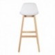 Woltu BH44ws-1 1 x Taburete de Bar Barra de plástico Silla de Cuero con Respaldo Silla de diseño Cocina Silla Blanco