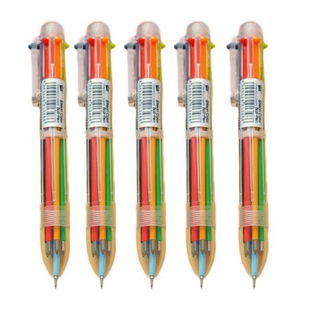 5 bolígrafos de colores retráctiles de Cosanter, 6 colores en 1, bolígrafo para oficina o escuela