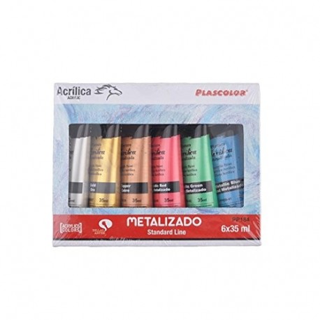 Plascolor PP184 - Pack de 6 tubos de pintura acrílica, multicolor