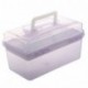 TOOGOO R Caja de almacenamiento herramientas de hardware de 2 capas mango de plastico, Purpura clara