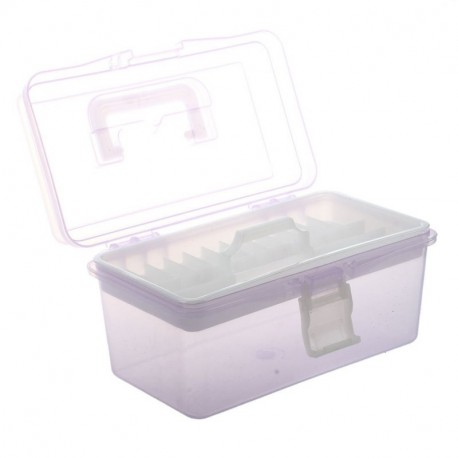 TOOGOO R Caja de almacenamiento herramientas de hardware de 2 capas mango de plastico, Purpura clara