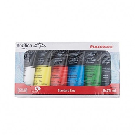 Plascolor PP185 - Pack de 6 tubos de pintura acrílica, multicolor