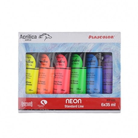 Plascolor PP183 - Pack de 6 tubos de pintura acrílica, multicolor