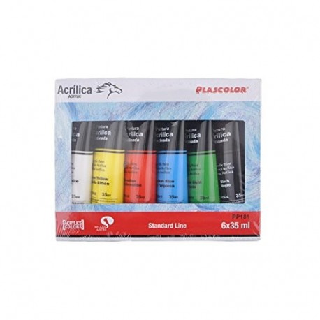 Plascolor PP181 - Pack de 6 tubos de pintura acrílica, multicolor