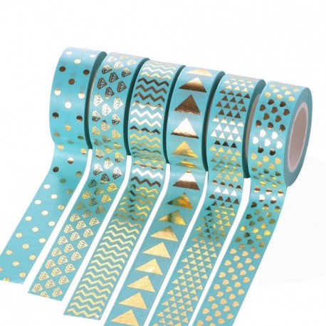 Gespout 6 cintas de carrocero, cinta adhesiva, cinta decorativa de papel bonita y brillante para manualidades o decoración 15