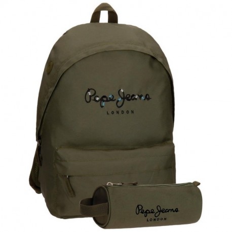 Pepe Jeans Harlow Mochila Escolar, 42 cm, 22.79 litros, Verde