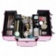 SONGMICS Maletín para Maquillaje de Uso Profesional Caja de Belleza con 4 Bandejas Extensibles Uso de Viaje 36,5 x 24 x 24 cm