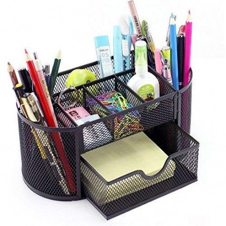 Organizador de escritorio, de Vonimus, juego organizador específico de malla de metal, soporte para lápices, color negro