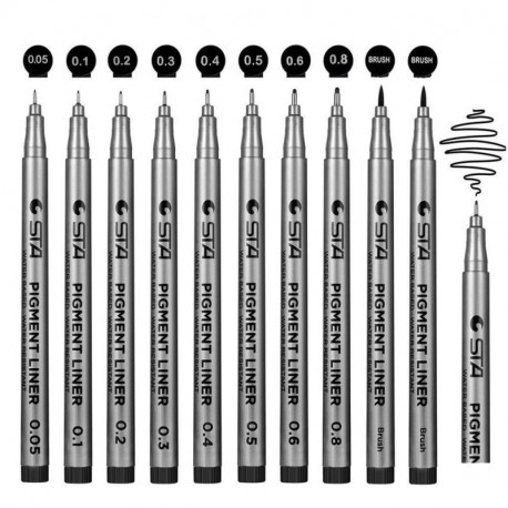 Jansroad rotuladores de punta fina , tinta negro, rotulador de dibujo para ilustración del artista dibujo técnico documentos 