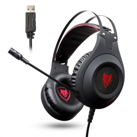 NUBWO PC Gaming Auriculares, N2 USB Auriculares de Sonido Envolvente Micrófono con Interruptor Mudo Auriculares Sobre Oreja p