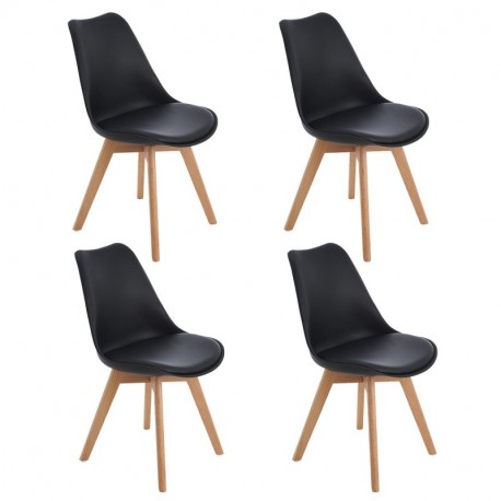 EGGREE Pack de 4 Tulip Comedor/Silla de Oficina con Las piernas de Madera de Roble Maciza, TM sillas sin Brazos Acolchada p