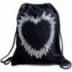 PREMYO Bolsa de Cuerdas Negra 100% algodón con impresión y Motivo Hermoso. Mochila con Cuerdas con impresión Corazón de Pluma