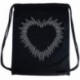 PREMYO Bolsa de Cuerdas Negra 100% algodón con impresión y Motivo Hermoso. Mochila con Cuerdas con impresión Corazón de Pluma