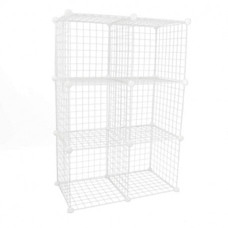 BeMatik - Armario Organizador Modular Estanterías de 6 Cubos de 35x35cm Metal Blanco