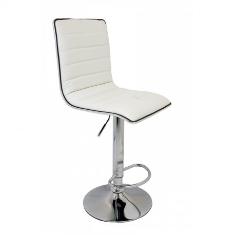 La Silla Española - Taburete con asiento cuadrado en color blanco, en simil piel, regulable en altura. 41x39x120 cm