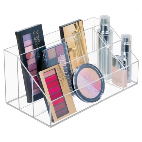 mDesign Organizador de maquillaje – Caja transparente con 5 compartimentos - Ideal para guardar maquillaje y cosméticos, como