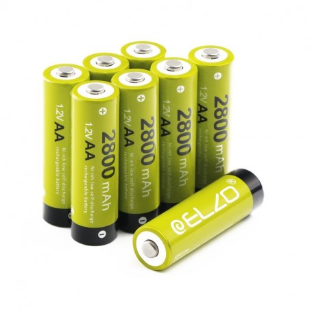 ELZO Pack 8 Pilas Recargables AA Ni-MH, 1.2V/2800mAh Baterías Recargables para los Equipos Domésticos con Estuches de Almacen