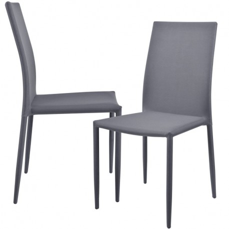 [en.casa]®] Set de 2 sillas Gris Claro tapizadas de Tela para Comedor, salón, Cocina u Oficina
