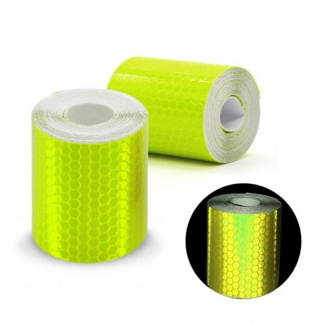 Paquete de 2 rollos de cinta adhesiva reflectante, de color amarillo fluorescente, ideal como cinta de seguridad, tamaño de 3