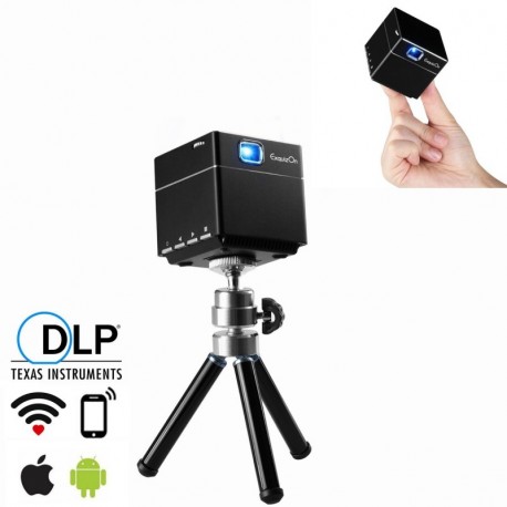 ExquizOn Proyector de Bolsillo Proyector DLP S6 WiFi Video 1080P Full HD Mini Cube Proyector Portátil Cine en Casa Entrada de