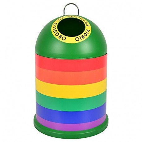 Miniglu World Pride Bandera Mini Contenedor para Reciclado, Plástico Inyectado, Verde, 29x29x46 cm