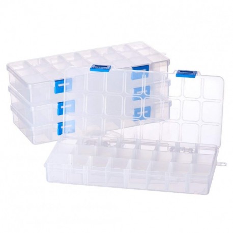 Benecreat -Pack de 4 Organizadores de joyas con separadores, contenedor para guardar cuentas de plástico transparente y ajust
