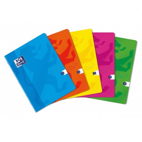 Cuaderno grapado de tapa blanda, de la marca Oxford Touch, tamaño A4, 120 páginas, colores surtidos, paquete de 5