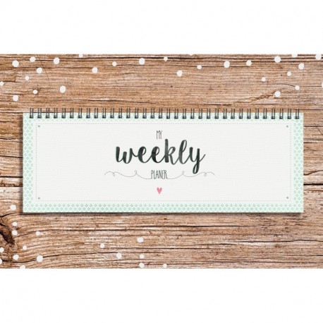 "My Weekly Agenda verde mesa Calendario/agenda semanal horizontales/52 semanas, 1 semana en 2 páginas/sin fecha para 365 día