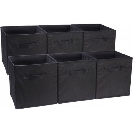 AmazonBasics - Cubos de Almacenamiento Plegables Pack de 6 , Negro
