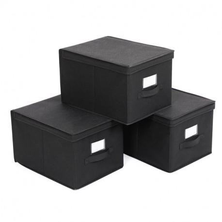 mDesign Juego de 6 cajas de tela – Cajas con tapa de polipropileno  transpirable – Caja organizadora ideal como organizador de armarios – Caja  para