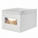 mDesign Caja con tapa grande con estampado de puntos – Cajas apilables para guardar ropa o zapatos – Cajas para armarios con 